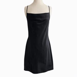 H&M Satin Slip Dress Black Cowl Back Strappy Mini Dress Minimalist M 90s Inspire